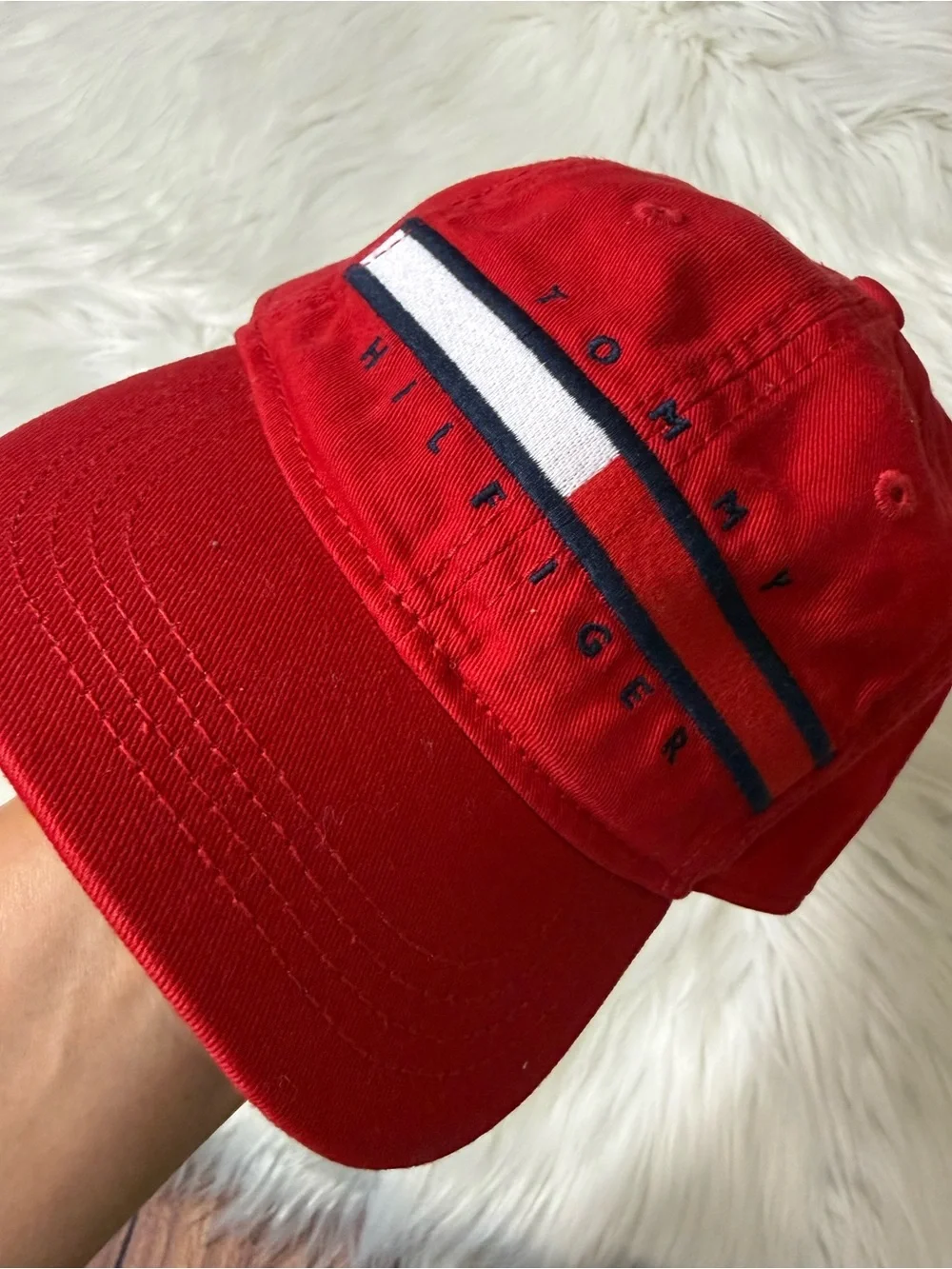 Tommy Hilfiger Kids Red Logo Flag Baseball Cap Size 2-4